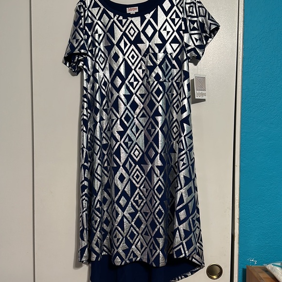 Lularoe Elegant Carly Dress NWT navy and silver. Size M but fits up to XL - Picture 8 of 8